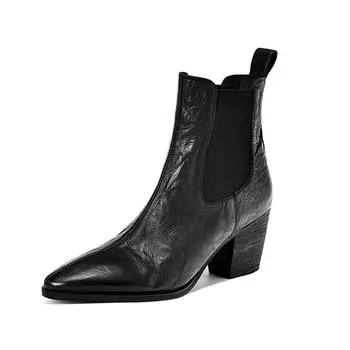 Ботинки Челси женские на грубом каблуке, французские мягкие ботинки на высоком каблуке 34