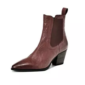 Ботинки Челси женские на грубом каблуке, французские мягкие ботинки на высоком каблуке 34