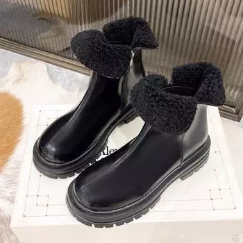 Ботинки Челси женские зимние ботинки Botas с боковой молнией британские ботильоны из бархата высокого качества из искусственной кожи водонепроницаемые ботинки для женщин 35