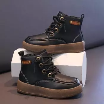 Ботинки черные для мальчиков, детские, для малышей, для кроватки, маленькие размеры, для студентов, для девочек, желтые ботинки для улицы EU:33 чёрный