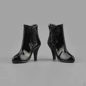 Ботинки черные на молнии для женской фигурки Kumik 1/6 масштаба