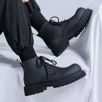 Ботинки Derby Martin, мужские высокие кожаные ботинки, дышащие кожаные ботинки с завышенной талией, ботинки с завышенной талией 8230-R 38 чёрный