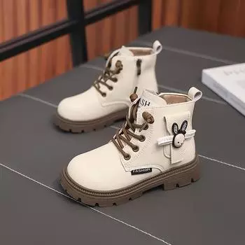 Ботинки для девочек, детские, для малышей, маленькие размеры, походные ботинки для мальчиков, высокие ботинки для школьников EU:33 чёрный