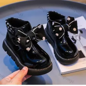 Ботинки для девочек, детские сапоги Butterfly Knot Princess Boots 2025, осень/зима, новые детские нескользящие удобные водонепроницаемые короткие сапоги 26-inner-16.0cm белый