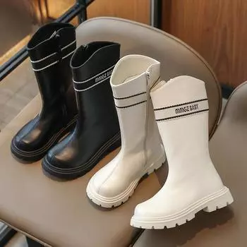 Ботинки для девочек на молнии, осенние и зимние, новые ботинки Martin, высокие ботинки для детей среднего и старшего возраста, универсальные модные одинарные ботинки, детская обувь 26