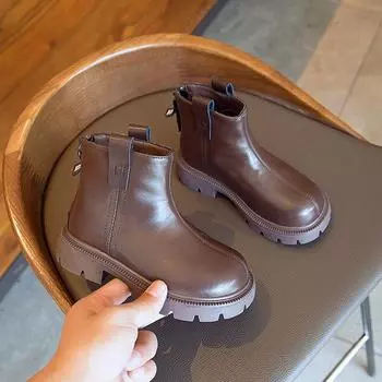 Ботинки для девочек Новые зимние детские Doc Martens Большие кожаные ботинки для девочек Обувь 26 чёрный