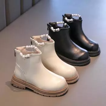 Ботинки для девочек Wither Kids Fashion Princess Ankle Boots Elegant Universal Causal Children Cotton Boots Single Color Round Toe Chic 26 чёрный