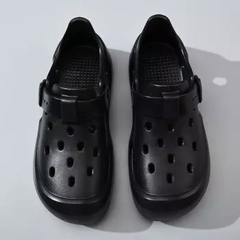 Ботинки для ходьбы по воде летние новые увеличивающие рост нескользящие с отверстиями женские из ЭВА для активного отдыха спортивная обувь обувь для пешего туризма 35-36 чёрный