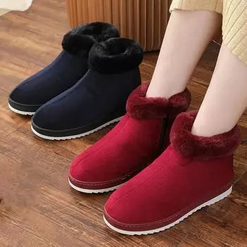 Ботинки для людей среднего и пожилого возраста Зимняя обувь унисекс Теплые зимние ботинки Нескользящие повседневные ботинки с застежкой-молнией Мягкие ботильоны для дома и отдыха на открытом воздухе 36-37for 35-36
