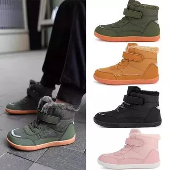 Ботинки для мальчиков с подкладкой и утолщением, однотонные, до середины голени, теплые, нескользящие, повседневные, для занятий спортом на открытом воздухе 36