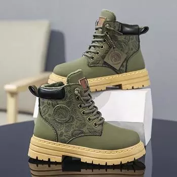 Ботинки для походов на открытом воздухе для мальчиков, ботильоны для девочек, детские, подростковые, высокие, зимние, теплые, меховые, большого размера EU:32 жёлтый