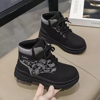 Ботинки для походов на открытом воздухе для мальчиков, ботильоны для девочек, детские, подростковые, высокие, черные, кроссовки, большой размер EU:32 жёлтый