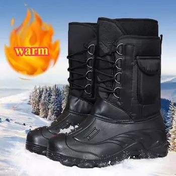 Ботинки для снегоступов мужские зимние уличные теплые нескользящие высокие туфли с толстой подошвой 40 синий