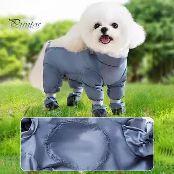 Ботинки для собак, леггинсы с регулируемым ремешком, водонепроницаемые, пыленепроницаемые, нескользящие, для защиты лап собак, обувь, зимние штаны, для улицы, маленькие, средние, для собак, с подтяжками S
