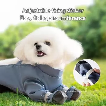 Ботинки для собак, леггинсы с регулируемым ремешком, водонепроницаемые, пыленепроницаемые, нескользящие, для защиты лап собак, обувь, зимние штаны, для улицы, маленькие, средние, для собак, с подтяжками S