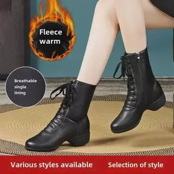 Ботинки для танцев Square Dance Boots с мягкой подошвой и молнией - средний каблук с воздушной подушкой, стиль «матрос», одежда на все времена года 42