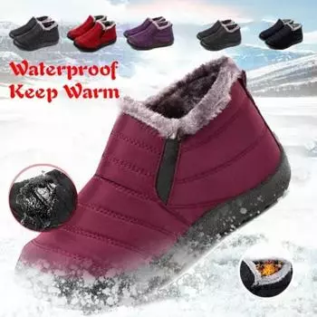 Ботинки для женщин Женские теплые зимние ботинки Femme Winter Женские короткие зимние ботинки Повседневные теплые меховые ботинки размера плюс 45 чёрный