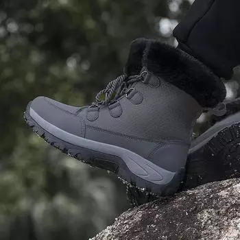 Ботинки для женщин, зимние, удобные, плюшевые, рабочая платформа, на шнуровке, повседневные, теплые, хлопковые, уличные, мужские, для снега, ботинки для голени 2024 36 бежевый