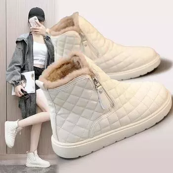 Ботинки для зимы на весну и осень с застежкой-молнией средней высоты и бархатными ботинками, сноуборд-ботинки, тонкая подошва, легкие увеличивающие рост ботинки 40 белый