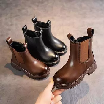 Ботинки Doc Martens для девочек, весна-лето и осень, детские, большие детские ботинки, коричневые, дымчатые, маленькие детские ботинки 24