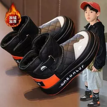Ботинки из хлопка для мальчиков Northeast, осенне-зимние, новые детские бархатные теплые зимние ботинки для детей среднего и старшего возраста 30