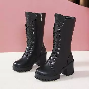 Ботинки из искусственной кожи Теплая зимняя обувь Водонепроницаемая обувь Super star Ботинки средней длины для женщин Нескользящие ботинки Botas mujer Размер 35 35