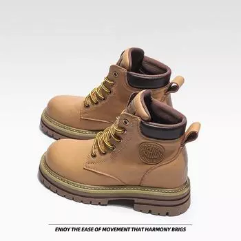 Ботинки из коровьей кожи с ревенем, женские ботинки Martin, толстая подошва, рабочая одежда, короткие ботинки в стиле ретро 33 жёлтый