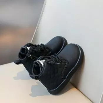 Ботинки из кожи для девочек, новые осенне-зимние кожаные ботинки, детские высокие 2 хлопковые большие детские модные ботинки для девочек Doc Martens 26