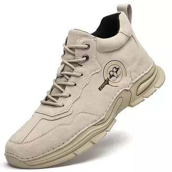 Ботинки из натуральной кожи большого размера, мужская обувь, удобные ботильоны для мужчин, повседневная обувь, мокасины, мужские зимние ботинки 38 бежевый