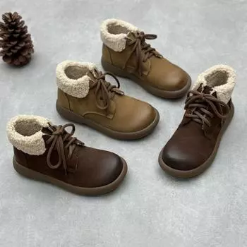 Ботинки из натуральной кожи и хлопка ручной работы. Короткие ботинки. Обувь из коровьей кожи и хлопка. 35 хаки