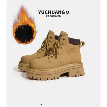 Ботинки из ревеня Ботинки Martin Ботинки из ревеня на толстой подошве Кожаные рабочие ботинки 33 жёлтый