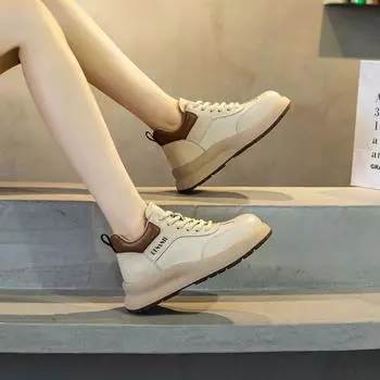 Ботинки из ревеня Короткие ботинки Толстая подошва Спортивная повседневная женская обувь 35 бежевый