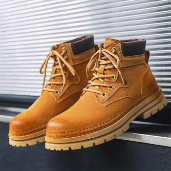 Ботинки из ревеня Мужские ретро-ботинки Martin Ретро-осенние британские ботинки из ревеня Ботинки-пустынники для инструментов Мужские ботинки 38 коричневый