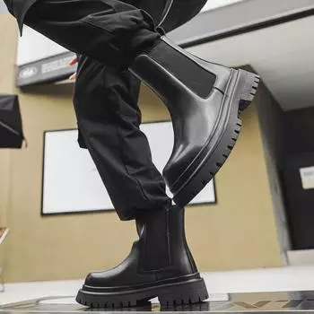 Ботинки из ревеня на толстой подошве Ботинки Martin Мужские весенние и осенние ботинки Kick Can t Be Rotten Ботинки из ревеня Ботинки Tooling Короткие ботинки 1681-R 38 чёрный