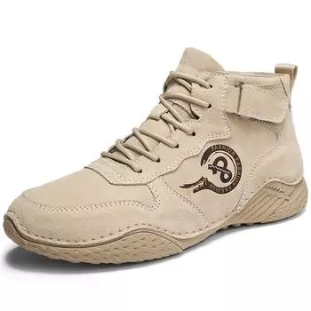 Ботинки из свиной кожи Мужская обувь Удобные ботильоны для мужчин Повседневная обувь Мокасины Мужские зимние ботинки 38 серый