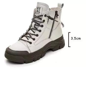 Ботинки Koznoy 3,5 см из натуральной кожи, весенние модные ботильоны, мокасины, осенне-зимние плюшевые туфли на танкетке для женщин 35 чёрный