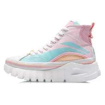 Ботинки Li Ning We Wo, нескользящие, износостойкие, дышащие, поддерживающие, сбалансированные, легкие, высокие, повседневные, женские кроссовки, розовые, синие AGCP388-17 38