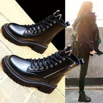Ботинки Martens Женская обувь 2024 Новые Осенние Короткие Ботинки Осень Зима Хлопковая Обувь Весна Осень Одиночные Ботинки Дети 35