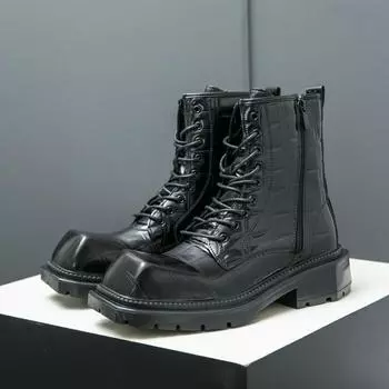 Ботинки Мартин большого размера мужские осенние высокие рекреационные ботинки-локомотивы в стиле милитари, модный бренд, увеличивающие рост, кожаные ботинки с большой головой 38