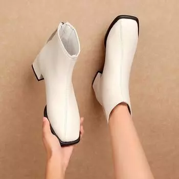 Осенне-зимние нескользящие зимние теплые модные британские мотоциклетные износостойкие и водонепроницаемые верхние ботинки большого размера для женщин 35 чёрный