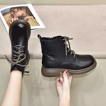 Ботинки Martin Ботинки на плоской подошве Короткие повседневные женские ботинки Байкерские ботинки Кожаные ботинки 34 чёрный