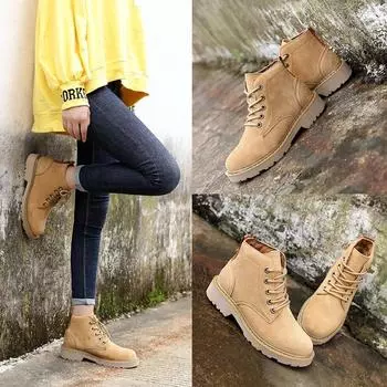 Ботинки Martin для активного отдыха, женские британские короткие ботинки, кожаные ботинки на толстом каблуке, женские ботинки на шнуровке, ботинки для парного отдыха, мужские ботинки 35 светло-коричневого