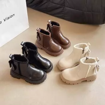 Ботинки Martin для девочек Новые осенние детские черные ботинки Показ мод для девочек Стильные короткие ботинки на весну и осень 26 коричневый