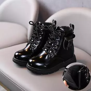 Ботинки Martin для девочек, зима-осень, новые, для маленькой принцессы, британский стиль, уличные, теплые, модные, детские, с карманами, короткие ботинки 21