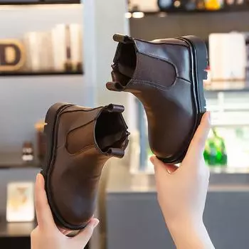 Ботинки Martin для мальчиков, весна и осень, новые короткие ботинки, черные кожаные ботинки для девочек, мягкая подошва, нескользящая, детская кожаная обувь в британском стиле 26 белый