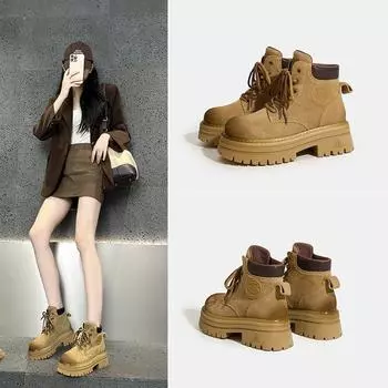 Ботинки Martin для походов на открытом воздухе, альпинизма, ревеня, кожаные рабочие ботинки 33 коричневый