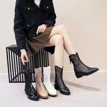 Ботинки Martin Inner Height для лета, тонкий дизайн для миниатюрных женщин, белые весенние и осенние полые дышащие сеточки, летние короткие ботинки 33