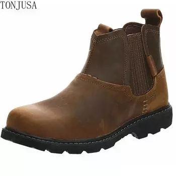 Ботинки martin из конской кожи на толстой подошве, мужские кожаные ботинки большого размера с короткими штанинами 38 чёрный