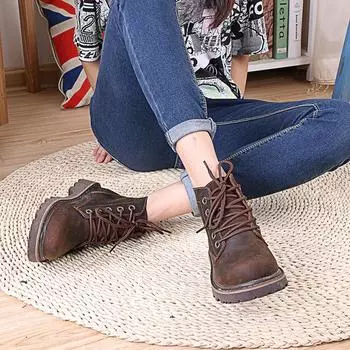 Ботинки Martin из коровьей кожи Ботинки из натуральной кожи Женские ботинки из натуральной кожи Короткие дышащие ботинки в стиле ретро Ботинки для инструментов Водонепроницаемые ботинки для верховой езды Локомотивные ботинки 35