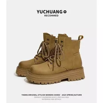 Ботинки Martin из коровьей кожи, винтажные короткие ботинки, сапоги из ревеня 34 жёлтый